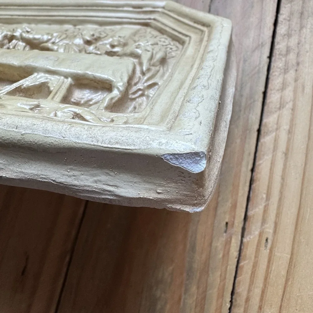 VTG  Chalkware 3D The Lords Supper Raised Relief Jesus Wall Hanging Plaque Decor
